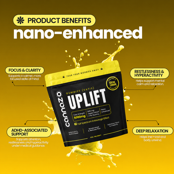 Uplift Gummies -CBD DOMINANT | 500mg Citrus/Sour Lemon Vatis | 200mg Active Cannabinoids | Strong Support for Focus, Relaxation & Better Mood